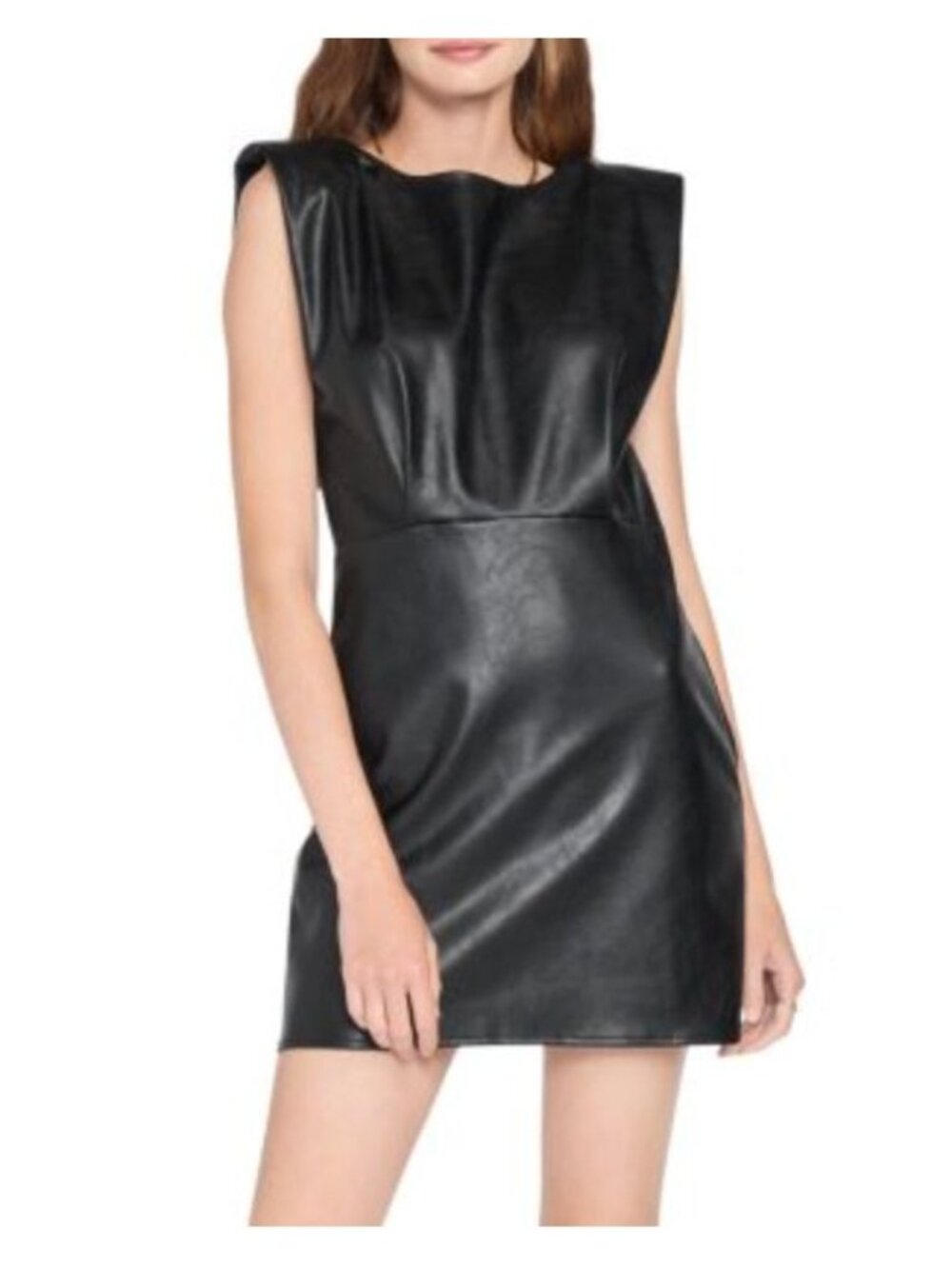 En Saison Black Faux Leather Mini Dress - Size L